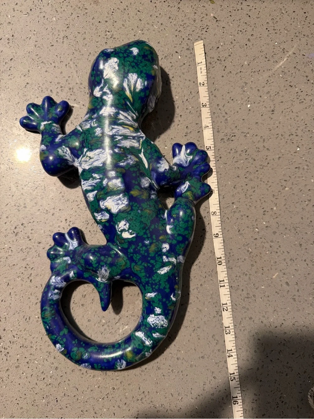 Decorative Ceramic Gecko Wall Accent Blue Green Talavera pottery western vibrant